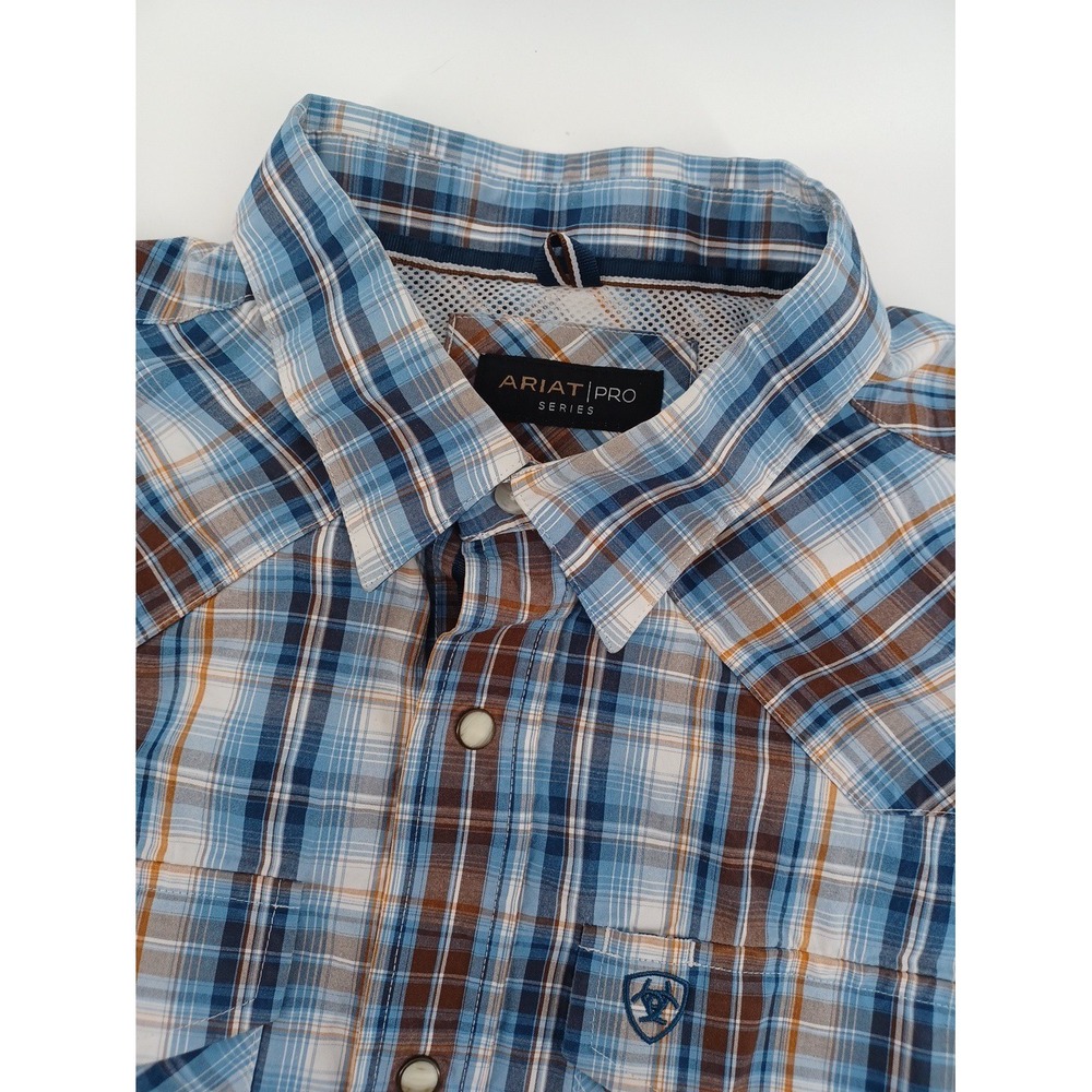 Ariat Pro Series Mens Large Long Sleeve Pearl Snap Plaid Button-Down